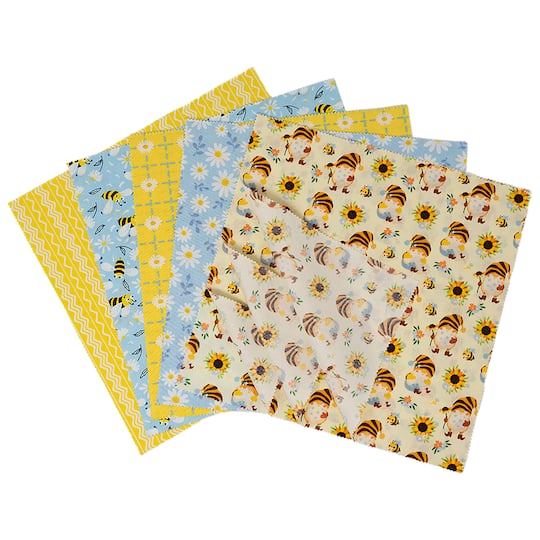 SINGER 10" x 10" Daisies Gnomes Square Cotton Fabric Premium Packs